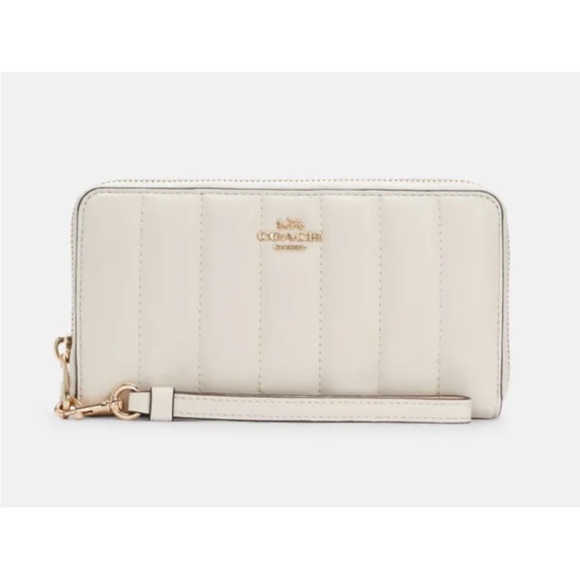 Coach Long Zip Around Wallet With Quilting - Chalk White - Picture 1 of 2